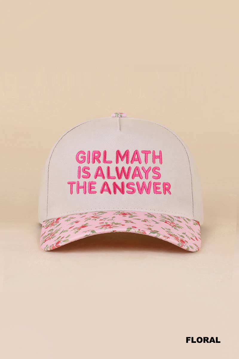 Girl Math Is Always The Answer Two Tone Snapback Hat Zenana Consgt.