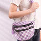 `.Double Zip Crescent Sling Bum Bag