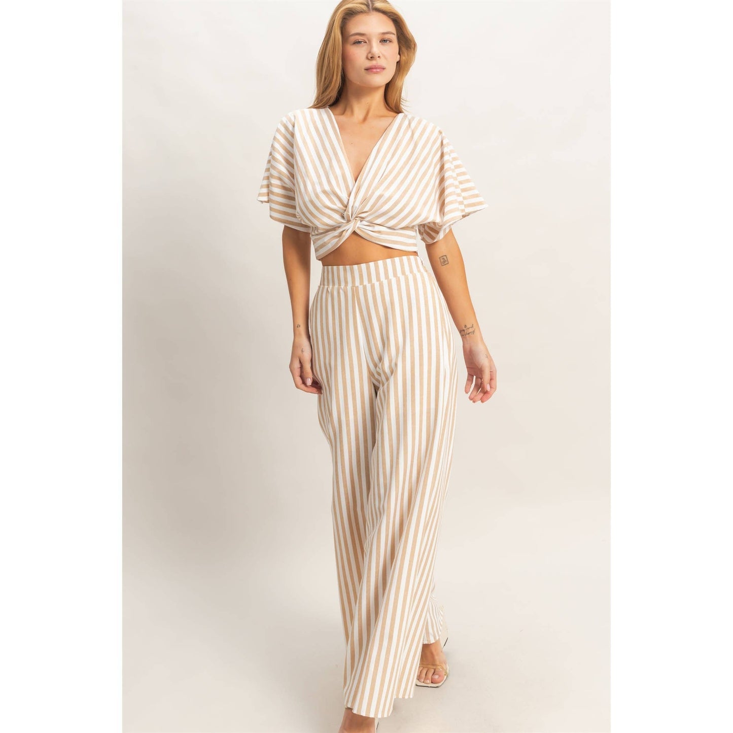 Striped Twist Front Top & Pants