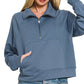 Scuba Half Zip Pullover With Kangaroo Pocket Zenana