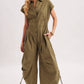 BUTTON DOWN UTILITY SHIRTING JUMPSUIT