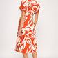 Abstract short sleeve midi dress