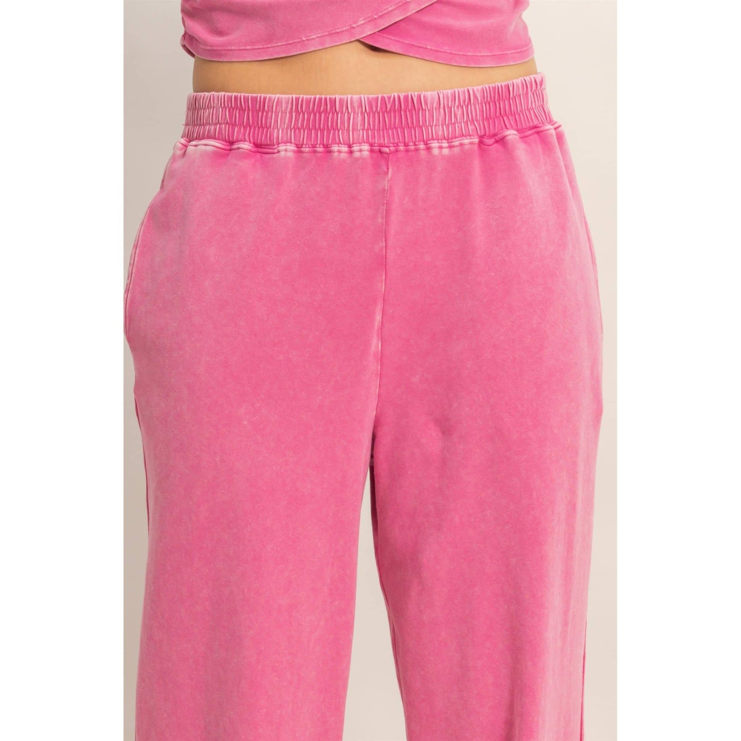 Rolled Sleeve Wrap-Front Crop Top And Jogger Set