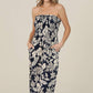 C4F45-A920 SMOCKED BODICE STRAPLESS MIDI DRESS W POCKETS