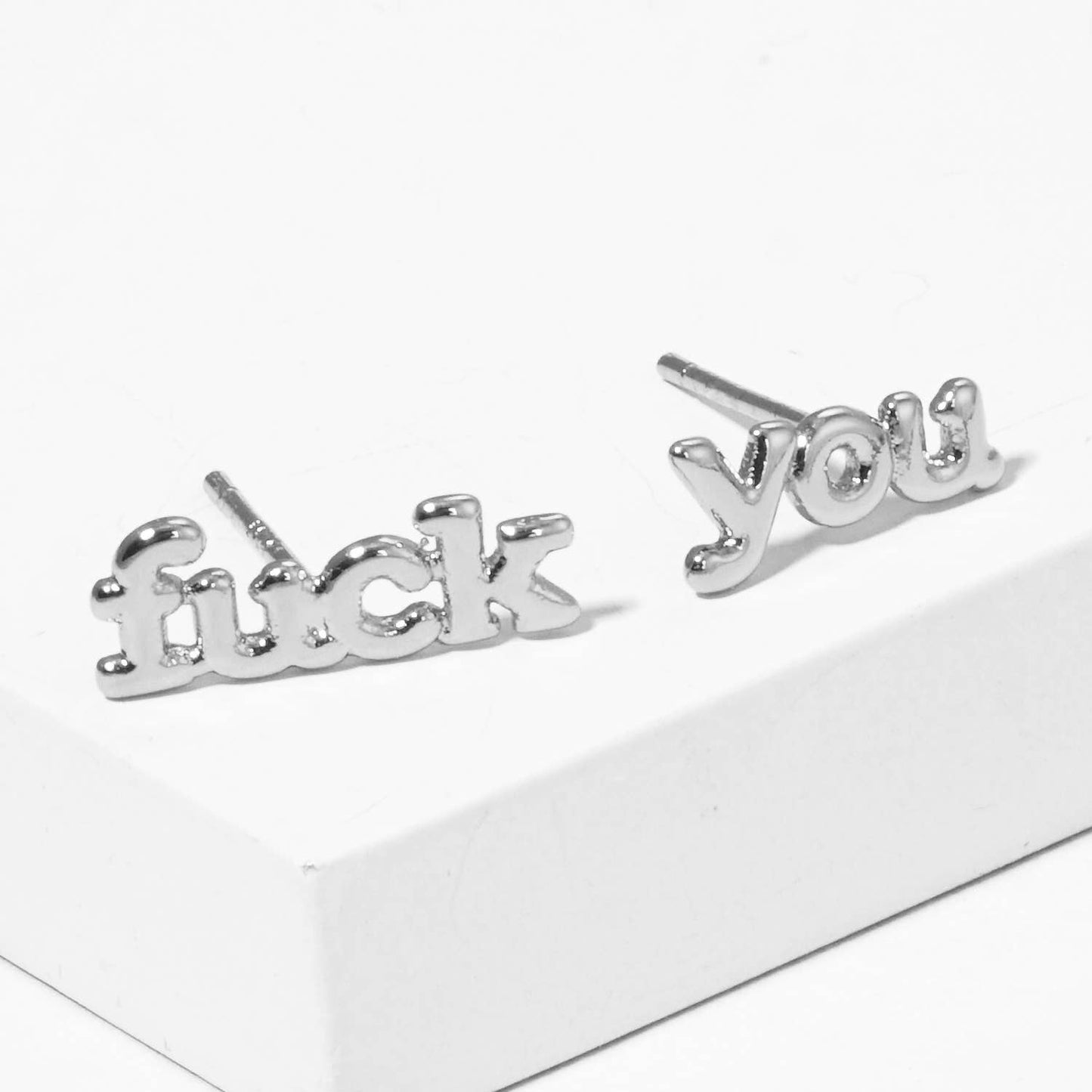 Lettering Gold Dipped Post Earrings