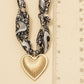 Textured Heart Pendant Knotted Bandana Necklace