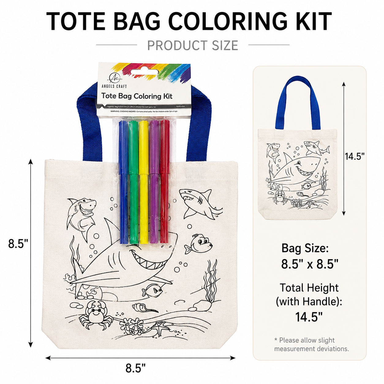 Kids Color Your Own Tote Bag Craft Kit – 5 Designs
