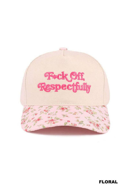 Fxck Off Respectfully Two Tone Canvas Cotton Cap Zenana Consgt.