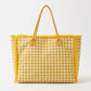 Checkered Fringe Trim Tote Bag