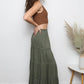26P74-ASIS TIERED MAXI SKIRT WITH LACE TRIM AND SLIT