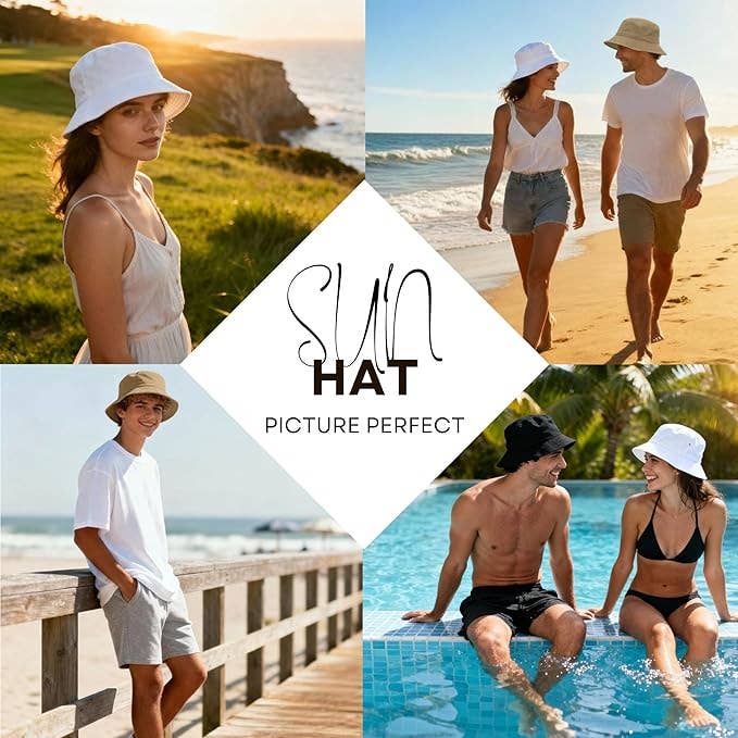 Premium Cotton Bucket Hat Size Adjustable Men Women Travel