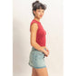 Ruched Waist Cap Sleeve Top