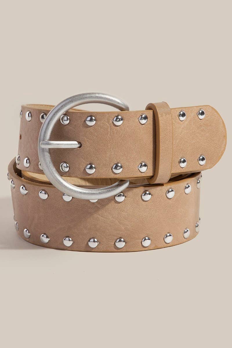 Metallic Studded Vegan Leather Belt