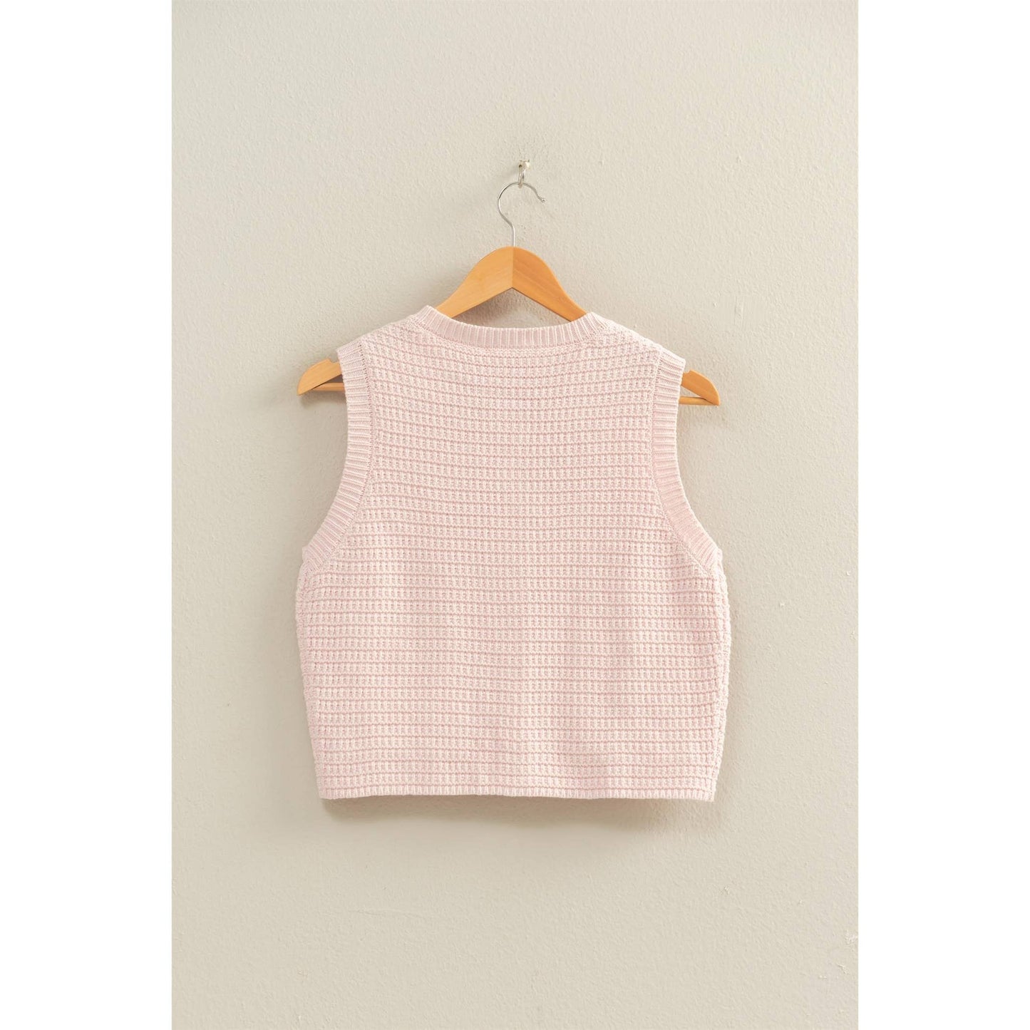 Textured Button-Front Vest With Pocket
