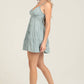 C4G30-ASIS V NECK LACE TRIM DOUBLE STRAPS TIERED SKIRT DRESS