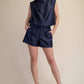 High Waist Glossy Fabric Shorts