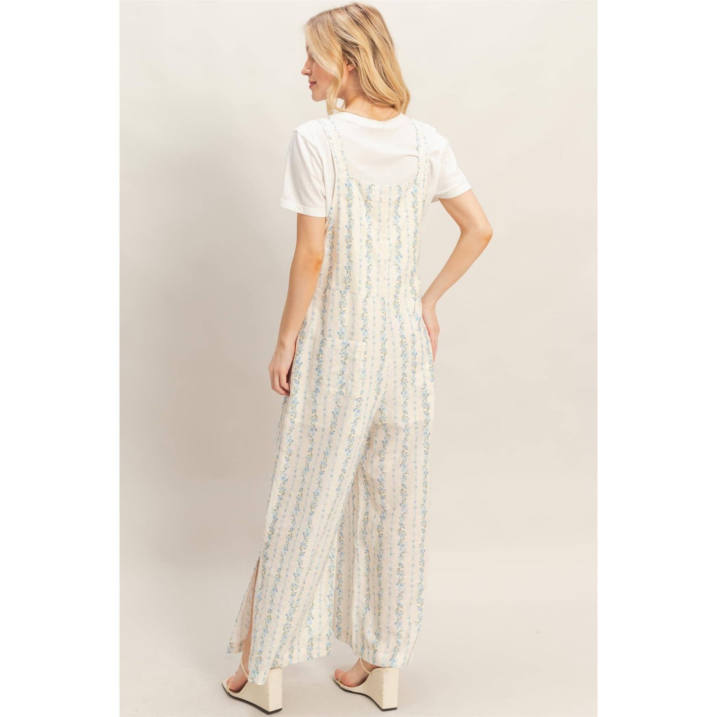 Tie Strap Jumpsuit With Hem Slits