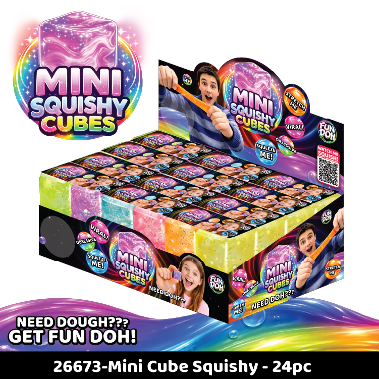 Fun Doh MINI Squishy Cube 2 Pack VIRAL Variety - 24/Display