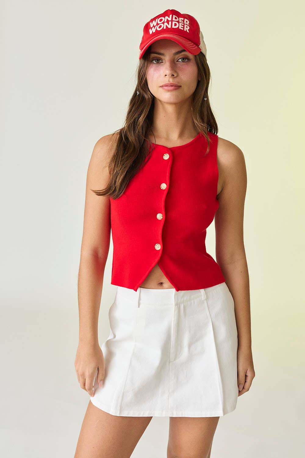 PT50333 Audrey Sleeveless Button Up Top