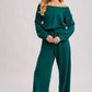 WIDE NECK OFF THE SHOULDER KNIT JUMPSUIT