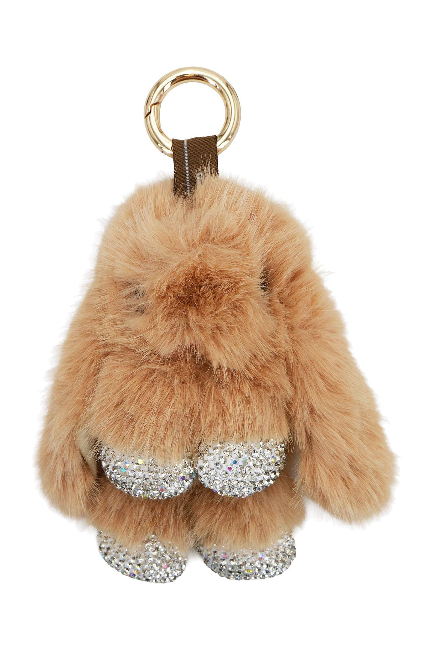 Bling Bunny Rabbit Soft Fur Plush Doll Keychain