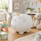 Large Ceramic My First Piggy Bank, White with Gold Crown