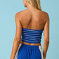 STRIPED BOW SHAPE SWEETHEART CROPPED TUBE TOP