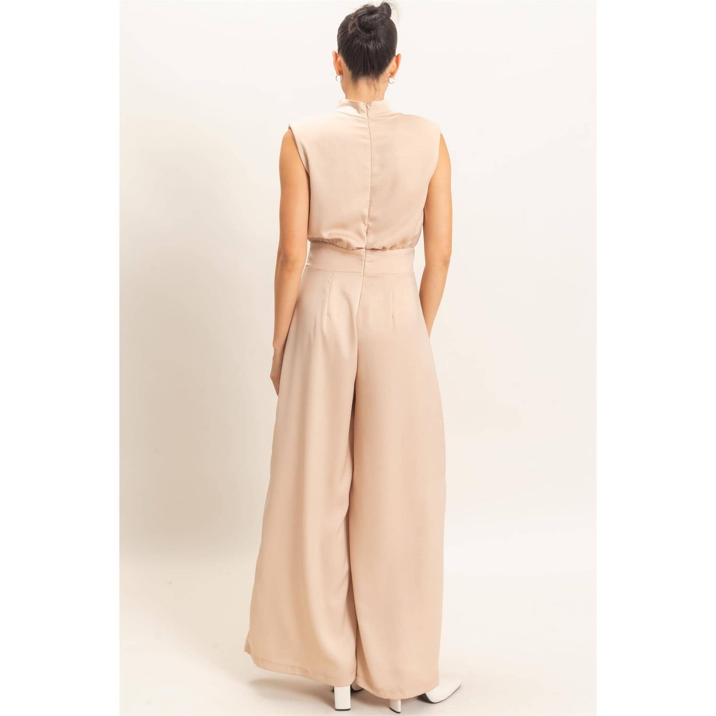 Sleeveless Mock Neck Jumpsuit