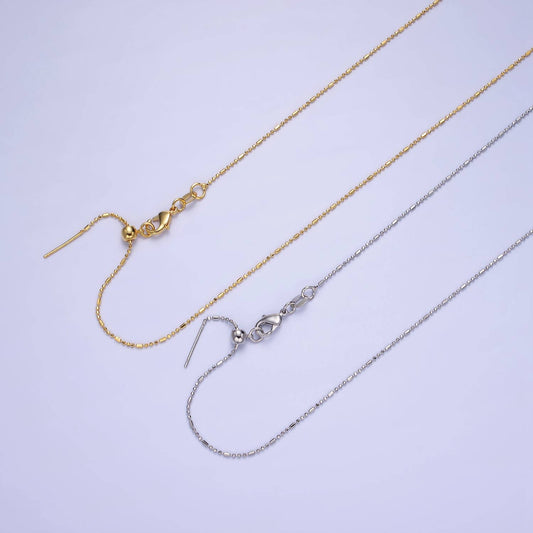 14K Gold Filled 1mm Bead Tube Chain 18 Inch Slider Necklace