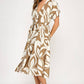 Abstract short sleeve midi dress