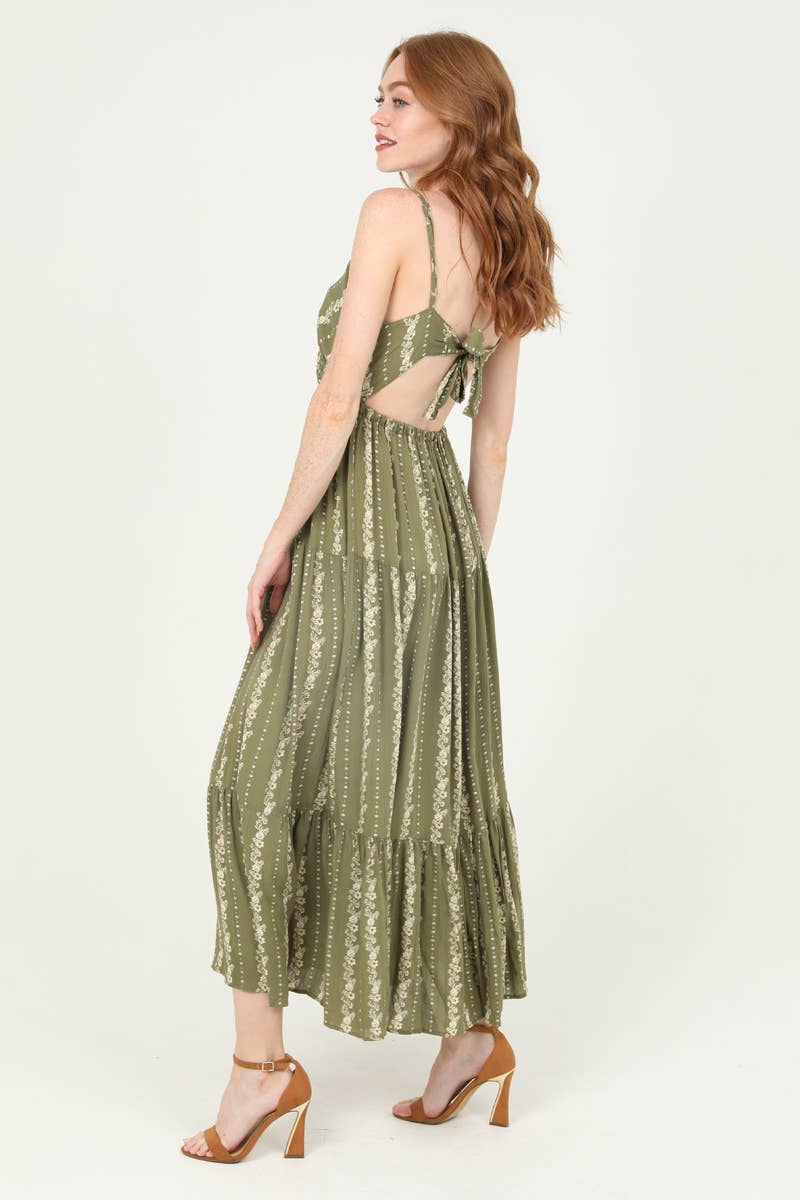 F4F72-W738 PRINTED MAXI DRESS WITH CUTOUT