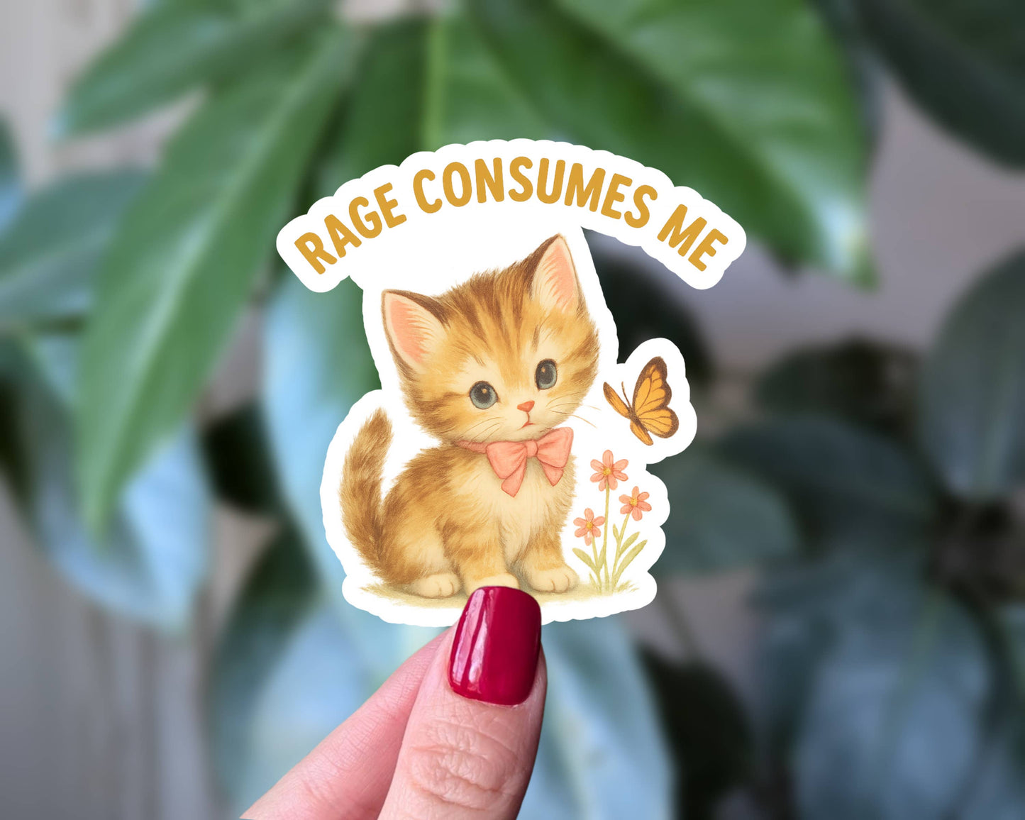 Rage Consumes Me, Angry Cute Kitty Vinyl Sticker