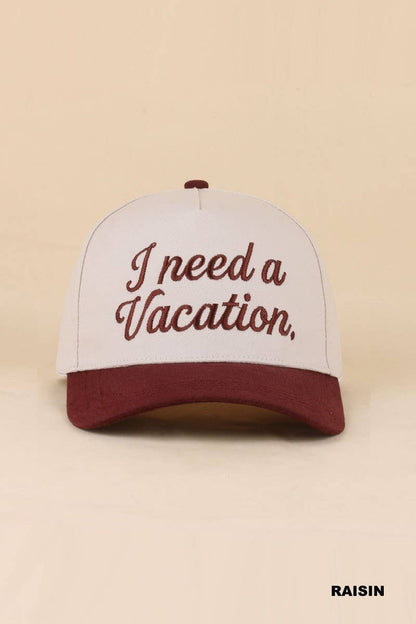 I Need A Vacation Two Tone Snapback Hat
