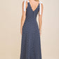 A-line long midi cotton knit dress with stripe
