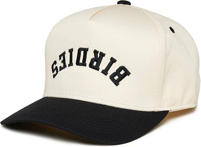 2-Tone Embroidered Cap: Birdies (Upside Down) - Black/Beige
