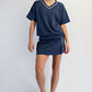 MODAL SCUBA V NECK FLAT PIPING SHORT SLEEVE TOP