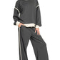 Scuba Contrast Trim Piping Detail Sweatshirts & Pants 2PC Se