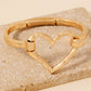 Hammered Heart Coil Spring Hook Bangle Bracelet