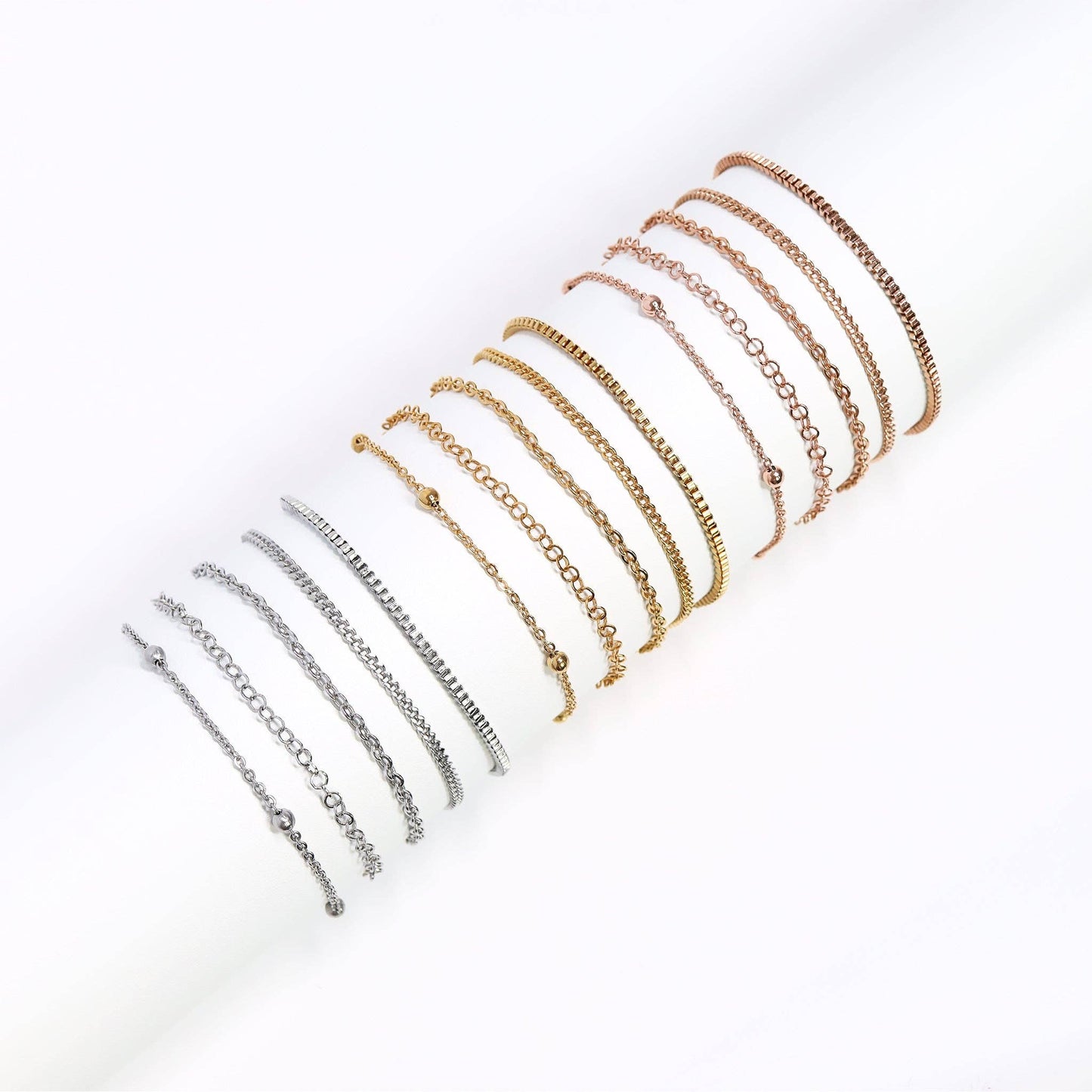 Permanent Jewelry Stainless Steel Chain Starter Kit - 5 Chain Style Pack