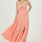 C4C84-FQ00 POLKA DOT SIDE SLIT MAXI DRESS