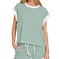 ....Stripe Contrast Trim Top & Shorts Set