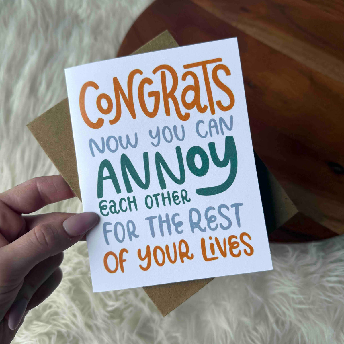 "Congrats, now you can annoy each other" Funny Wedding Card
