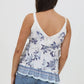 B2BB1-A924 V NECK LACE TRIM SIDE TIES TANK TOP
