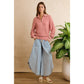 WASHED DENIM TULIP HEM PANTS WITH POCKETS