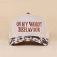 On My Worst Behavior Two Tone Mesh Snapback Hat  Zenana Consgt.