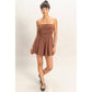 Strapless Shirred Waist Romper