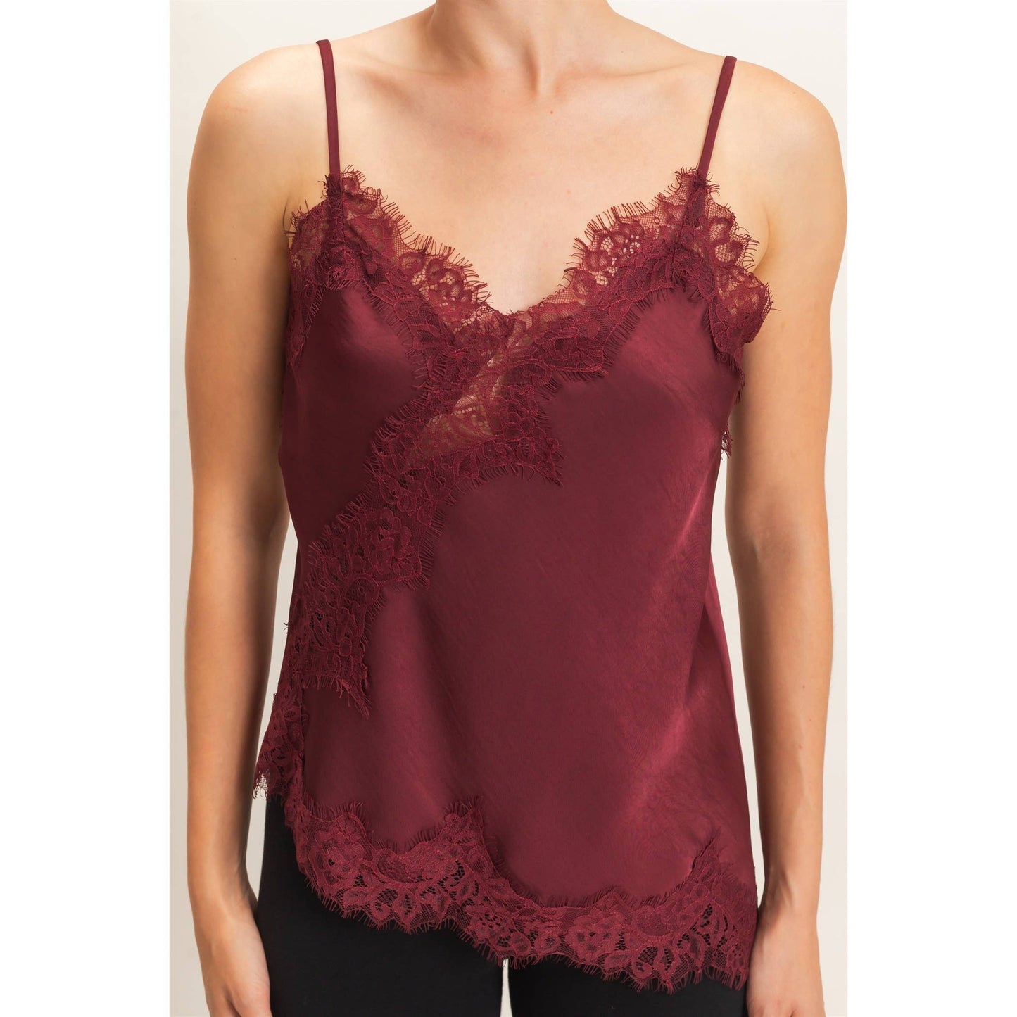 Asymmetrical Satin Lace Top