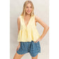 Lace Trim Tie Front Top