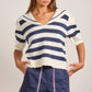 Nautical Contrast Stitch High-Waist Shorts