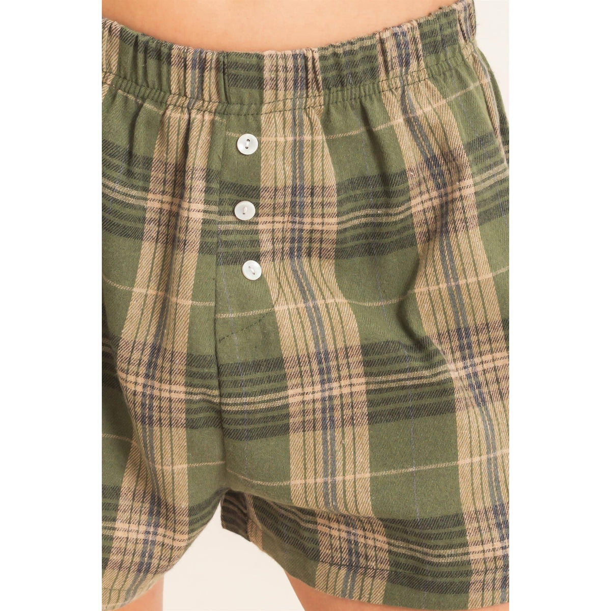 Plaid Shorts With Button Front